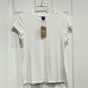 Patagonia Women's Medium Rib Knit Top White NWT Slim Fit Cap Sleeves Stretch